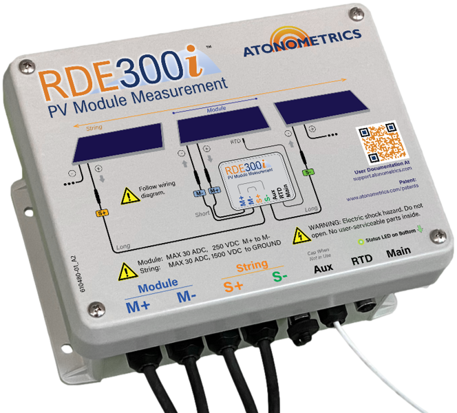 RDE300i product photo showing inline PV module measurement system